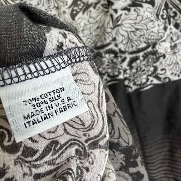 Bryn Walker Jacket Womens XL White Black Cotton Silk Floral Ombre Top Boho - Picture 12 of 12